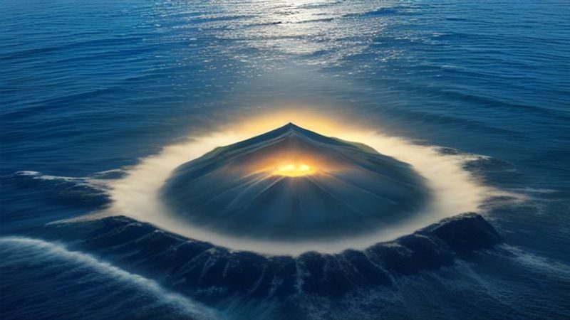 暖色夕阳下的山峦与云海，金色光线洒在层叠的山峰上，气势磅礴